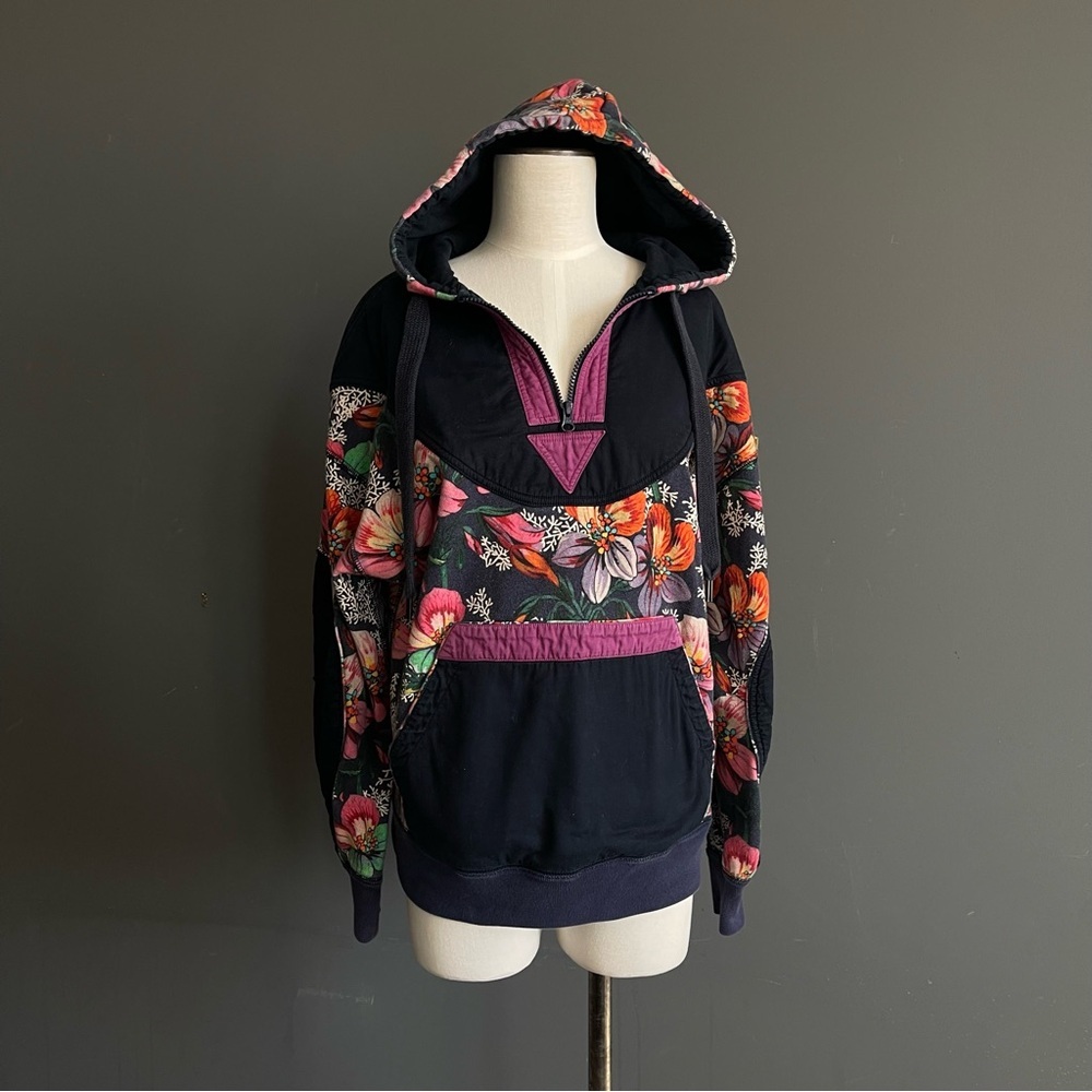 Isabel Marant Floral Hoodie Pullover Boho Fleece Rare Eclectic Hippie Coachella